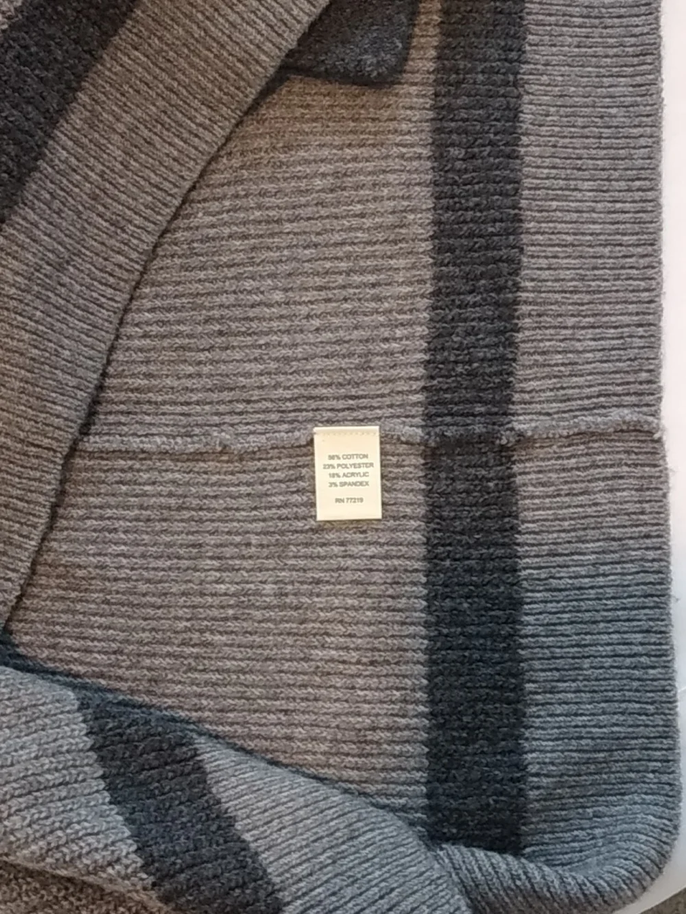 Joseph Abboud Men's Gray XL Zip-Front Ribbed Cardigan, Dark Hem Stripe Old Money